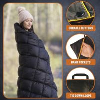 Couverture de camping synthétique toutes saisons, grande taille, à gonflage rapide, chaude et compacte, idéale pour pique-nique et aventures en plein air