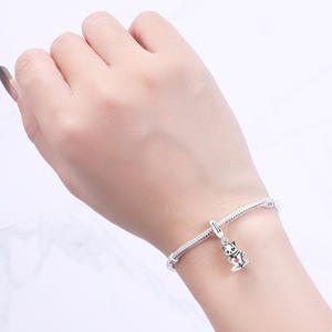 Pendentif tasse à café chaton en cuivre blanc, nouveau style, mignon, tendance, polyvalent, pour bracelet DIY, bijoux et accessoires pour femmes - Product Image 6