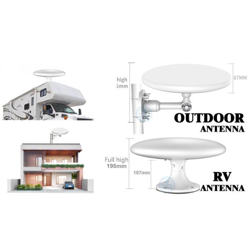 150 Mile Newest 360 Degree RV HD Built-in Amplifier Digital Outdoor TV Antenna AN-5005RV 30 DBI 75 Ohm ANTUKO CN;GUA