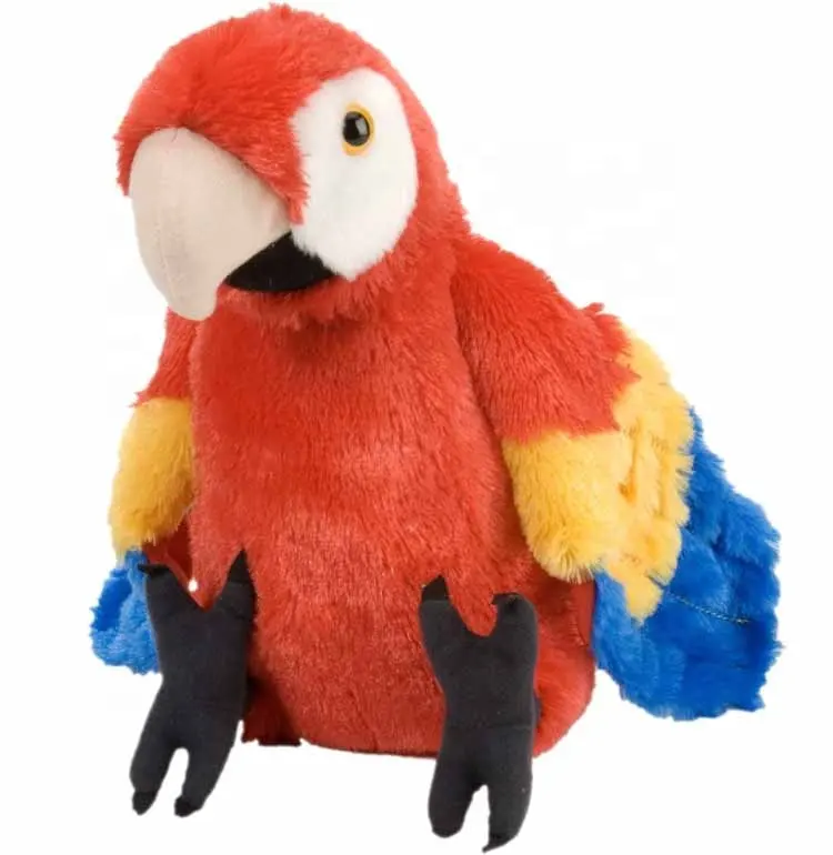 Mainan Burung Beo Macaw Scarlet Mewah Kustom Boneka Binatang Burung Beo Mainan Lembut