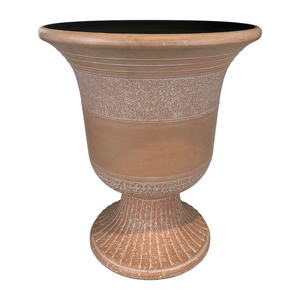 Jardinière vintage texturée en plastique PP de 16 pouces, pot de fleurs en forme d'urne <span class=keywords><strong>sur</strong></span> piédestal, finition mate, durable, légère, pour la maison et le jardin, avec drainage - Product Image 3