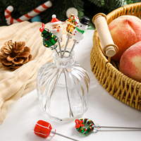 Piques à fruits en verre faites à la main sur le thème de Noël, décoration de table festive, fourniture en gros de vaisselle de buffet