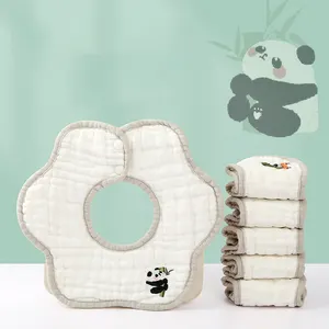 Babador de bebê com babado macio personalizado para crianças pequenas, babador de poliéster branco liso e impermeável, bordado de algodão