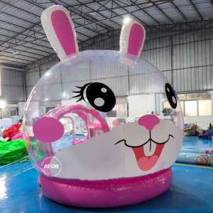 Nouvelle Tente <span class=keywords><strong>D</strong></span>ôme Gonflable Commerciale en PVC pour Aire de Jeux Extérieure, Forme Lapin Rose, Maison <span class=keywords><strong>Bulle</strong></span> avec Trampoline - Product Image 5