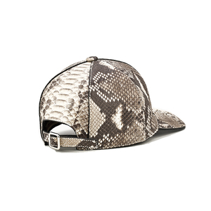 ZENOS High-End Custom 6-Panel Silver Copper Buckle Python Skin Leather <b>Waterproof</b> Baseball Cap Khaki Sports Golf Travel <b>Hat</b> - Product Image 3