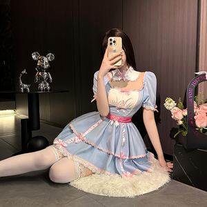 Alice Dream Femme Sexy Noir & Blanc <span class=keywords><strong>Sissy</strong></span> <span class=keywords><strong>Maid</strong></span> Lolita Cosplay Costume Anime Outfit avec Tablier Robe & Cosplay Party Dress - Product Image 4