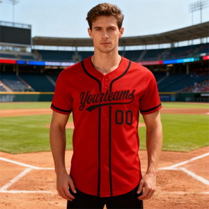 เสื้อเบสบอลทีมพิมพ์ลายโพลีเอสเตอร์ 100% คุณภาพสูง ทนทาน ระบายอากาศ แห้งเร็ว คอวี สำหรับผู้ใหญ่ แบบยูนิเซ็กส์ ขายส่ง - Product Image 1