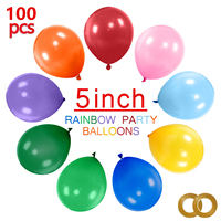 Ballons de fête de 5 pouces, lot de 100 ballons en latex, mini ballons pour décorations de fête d'anniversaire, ballons colorés à l'hélium, en vrac