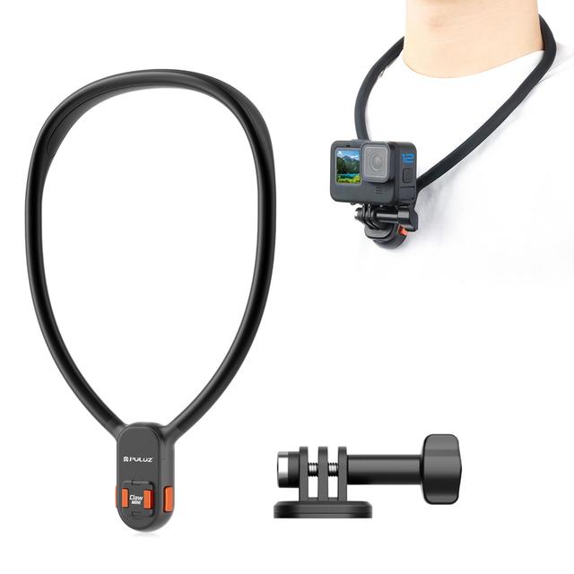 High Quality PULUZ Lazy Neck Bracket Magnetic Quick Release POV View Mount Elastic Silicone Aluminum Flexible Adjustment