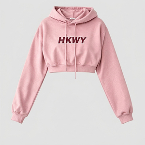 Sweat-shirt à capuche court tendance pour femme 2026, imprimé lettres, en mélange de coton ou 100 % coton biologique, coupe ajustée, décontracté, à manches longues - Product Image 1