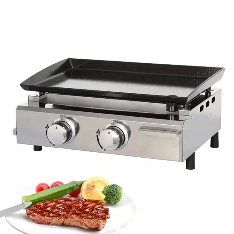 Высококачественная 2 горелка гриль чугунная газовая гриль все коммерческие гриль плоского типа из Гуанчжоу