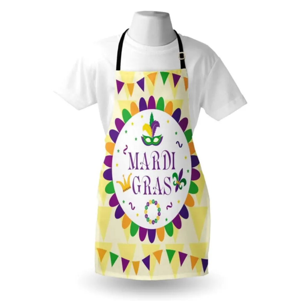 New Orleans Mardi Gras Carnival Theme with Traditional Motifs on Triangle Shapes Background Apron for Teens and Adults