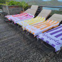 Serviette de bain et de plage de luxe surdimensionnée à séchage rapide, en velours éponge 100% coton, rayée, imprimée, qualité supérieure personnalisée