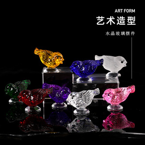 Ornement en verre en forme d'oiseau multicolore, décoration de bureau, décoration de la maison, cadeau créatif pour un anniversaire - Product Image 4