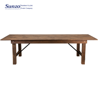 Table de ferme rustique pliable en bois de pin d'extérieur, mobilier de ferme, table à manger pliable pour les événements