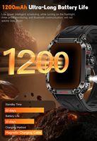 KR100 Outdoor Herren Smartwatch 1200mAh Akku 2,01 Zoll HD-Bildschirm BT-Anruf LED-Taschenlampe 1ATM Wasserdicht 107 Sportmodi OEM