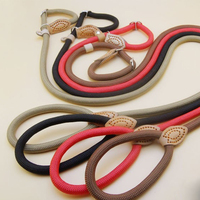 Nouveautés : Laisse de luxe pour chien en nylon, personnalisée, anti-évasion, en nylon cousu main avec corde en cuir, paracorde durable naturelle