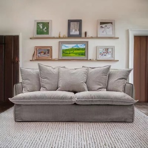 Hiện đại đơn giản kem phong cách vải to sợi vải có thể tháo rời có thể giặt duy nhất cắt sofa cho phòng khách ban công khách sạn nổi tiếng hosts - Product Image 4