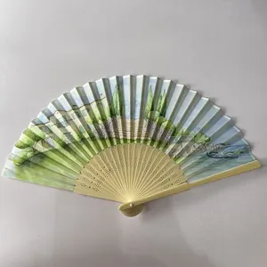 Benutzer definierte chinesische Werbe kleine Bambus Stoff Fan Falten Hand Papier fächer als Geschenk