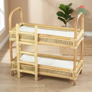 Lit superposé pour poupée American Girl, lit pour poupée Reborn en rotin à 2 niveaux, meubles jouets avec échelle, jouets pour poupées en gros - Product Image 4