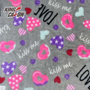 KINGCASON Fabric Supplier 100 Polyester Soft Comfortable Lovely Heart Pattern Printed Flannel Fleece Fabric for Garment - Product Image 6