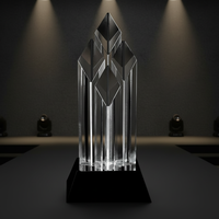Trophée de champion d'équipe grand format en cristal gravé et poli sur mesure avec base noire pour le golf, le volley-ball, le baseball, le cricket