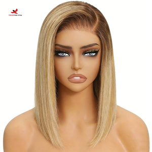 HQ Mixed Proc Discount Transparent Lace Front Wigs 13*4 Lace Frontal 99J Burgundy Straight Short Bob Wig - Product Image 1