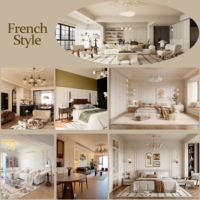 Ensemble complet de meubles pour toute la maison, style intérieur varié, solution tout-en-un, panneaux muraux, revêtements de sol, plafonds, armoires, placards, panneaux imperméables