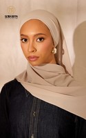 Hijab en Chiffon Perlé Imprimé de Qualité Supérieure, Écharpe Traditionnelle en Chiffon pour Femmes Musulmanes