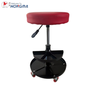 Tabouret d'atelier roulant pneumatique à deux niveaux avec plateau à outils, siège de mécanicien réglable et roulettes pivotantes pour réparation automobile, garage et atelier
