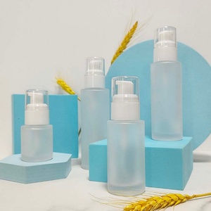 Luxury Frosted clear Glass Skincare Packaging 30ml 40ml 50ml 60ml 80ml Cosmetics <b>Containers</b> Glass Lotion Bottle With Droppe Pump - Product Image 1