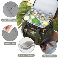 Sac isotherme double couche camouflage transfrontalier, grande capacité, en tissu Oxford épaissi, portable, pour camping et pique-nique en extérieur