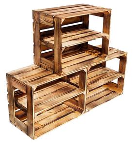 Rustic Decorative Wood Crates Burnt wood Shelf Rack - Wooden Apple Crates ideal storage boxes display crate shoe rack