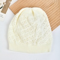 Gorro de punto con diseño hueco a la moda, transpirable, de color sólido, informal, para primavera y verano, para mujer