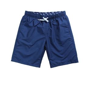 Shorts de bain pour hommes en polyester 100% bleu uni, style décontracté, en tissu peigné, longueur au-dessus du genou, pour la plage et le surf, vente en gros - Product Image 1