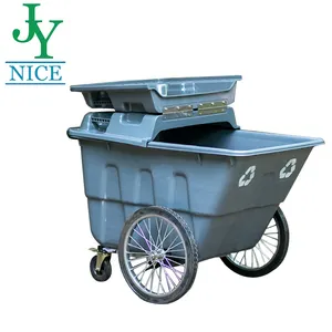 Carro de basura con ruedas para limpieza de saneamiento, de plástico, para exteriores, impermeable, para Calle, 400L