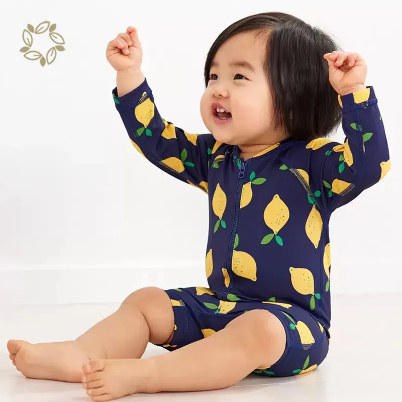 Traje de baño para niños y niñas, ropa de playa, traje de baño para niños, traje de baño estampado para bebés, conjunto de traje de baño con cremallera bidireccional para niños y niñas