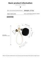 Porte-clés mignons avec pompons, porte-clés boule rose, chaînes perlées, sangles, pendentif trèfle à quatre feuilles, breloque ours pour téléphone, porte-clés moelleux