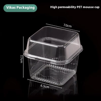 Petite boîte d'emballage carrée transparente en PET jetable pour tiramisu, mousse, dessert, crème, gâteau, recyclable, usage alimentaire industriel