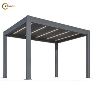 Sistema de Pérgola de Aluminio Sostenible con Techo de Láminas Retráctiles Eléctricas, Montado en Pared, para Exteriores - Product Image 4