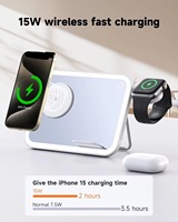 Lampe à LED Station de charge Qi2 3 1 Chargeur magnétique sans fil pour IPhone/iWatch/AirPods Miroir de maquillage éclairé Téléphones mobiles