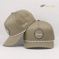 Casquette de baseball unisexe personnalisée à 6 panneaux, logo brodé en nylon, perforations laser, séchage rapide, pour les sports de plein air