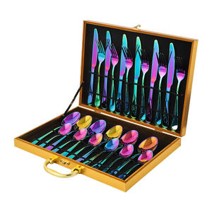 Wholesale 24pcs Gold Stainless Steel Cutlery Set Royal European Spoon Fork and <b>Steak</b> <b>Knife</b> Retro Hollow Design Dinnerware Luxury - Product Image 3