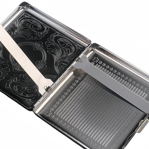 Sỉ 20 hộp thuốc lá kim loại dành cho nam, hộp thuốc lá bằng thép không gỉ di động, khắc nổi - Product Image 4