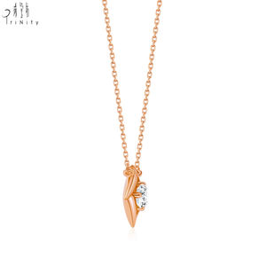Latest Trendy Rhombus Shape Single Diamond Series 18K Solid Rose Gold Real Natural Diamond Pendant Chain <b>Necklace</b> Gift For Women - Product Image 4
