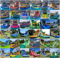 Tobogán Acuático Inflable Comercial DolphinToboggan para el Verano, Tobogán Acuático Inflable con Diseño de Palmera de 18 OZ