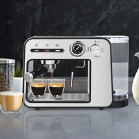 Machine à expresso intelligente avec manomètre 20 bars, écran tactile, moulin à café programmable et réglable, buse vapeur, mousseur à lait, double tasse
