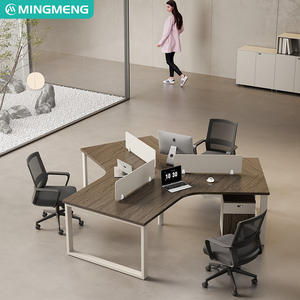 Escritorio de oficina moderno para tres personas, nuevo mobiliario de estación de trabajo, cómodo escritorio administrativo con gabinete. - Product Image 5