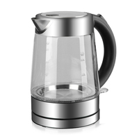 Bouilloire électrique en verre borosilicate haute résistance 1,7 litre sans fil avec lumière LED