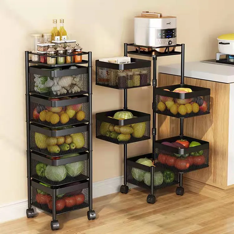 Kitchen storage rotatable shelf 3/4/5 layers vegetable or fruit storage rack